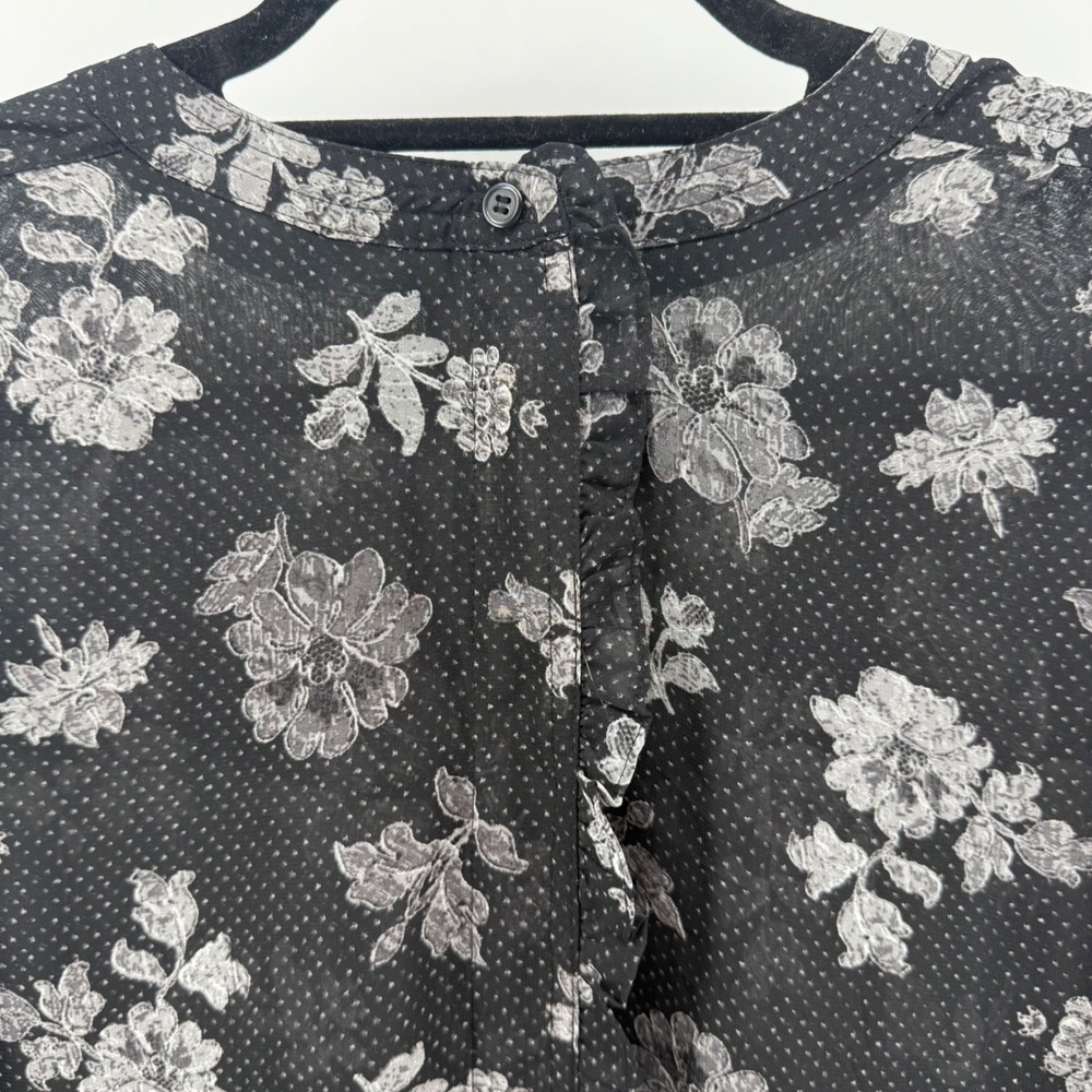 Lane Bryant Black Fairy Dot Sheer Ruffle Whimsygoth Blouse Size 22 - Picture 2 of 10